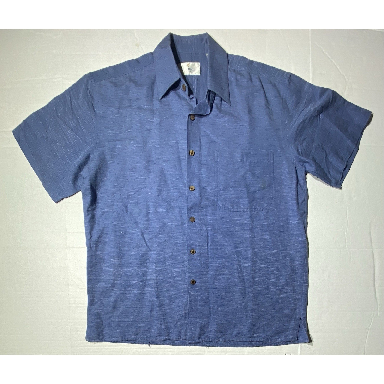Bill Blass Silk Button Down Shirt Medium, Blue, Classic Fit